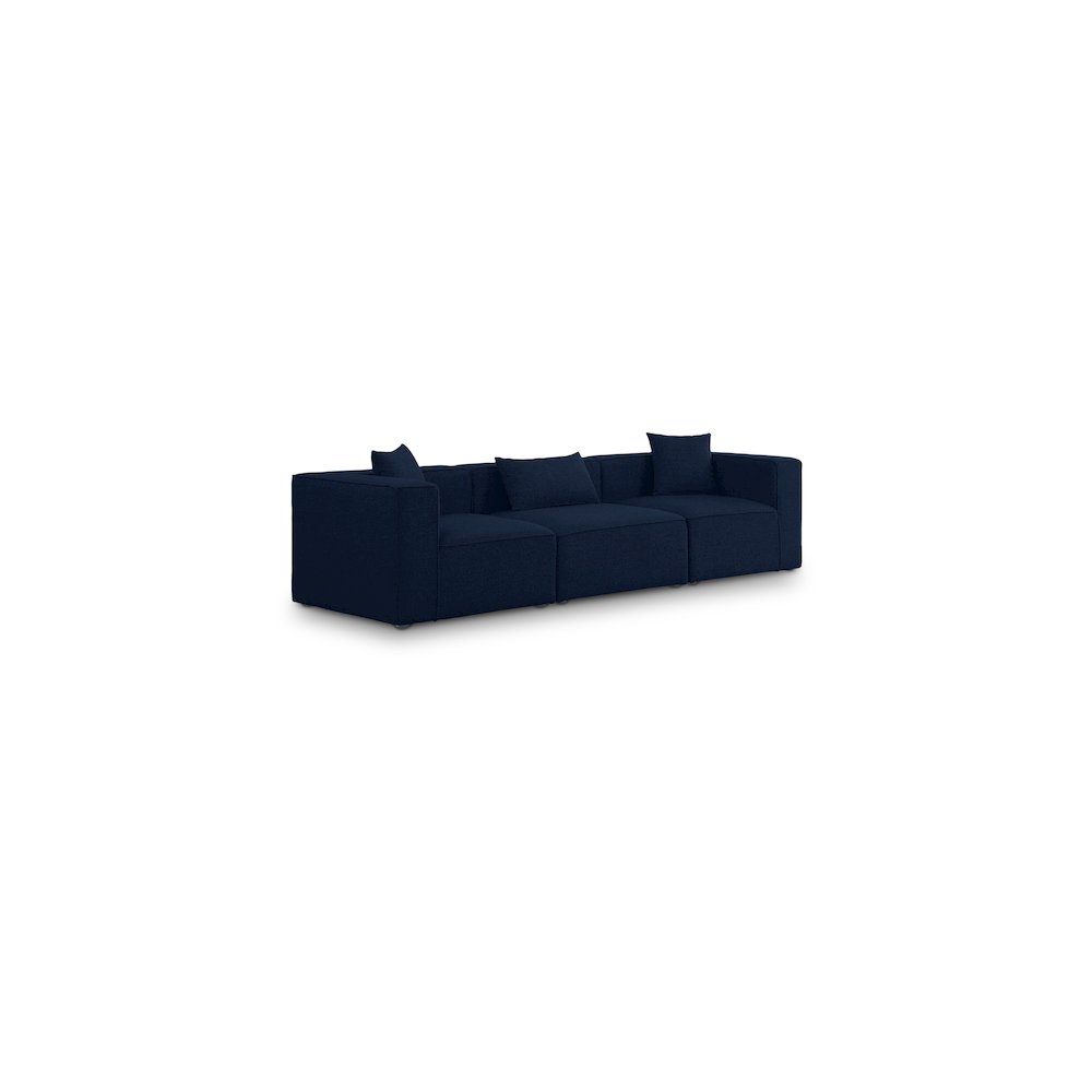Cube Navy Durable Linen Textured Modular Sofa