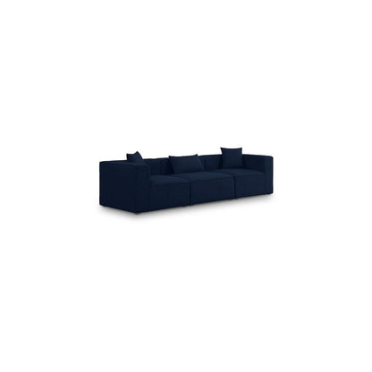 Cube Navy Durable Linen Textured Modular Sofa