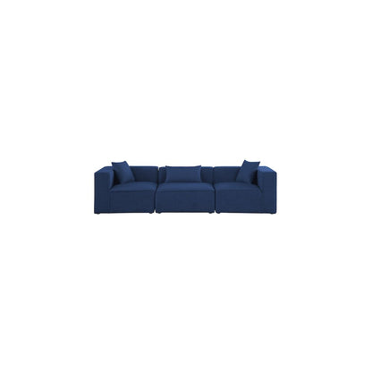 Cube Navy Durable Linen Textured Modular Sofa