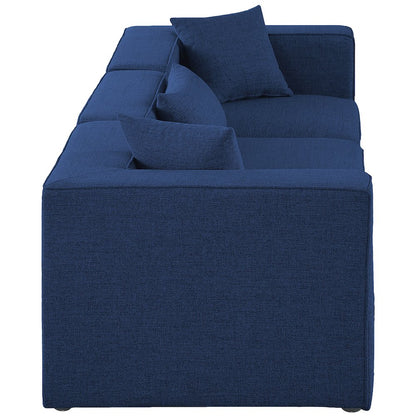 Cube Navy Durable Linen Textured Modular Sofa