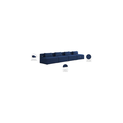 Cube Navy Durable Linen Textured Modular Sofa