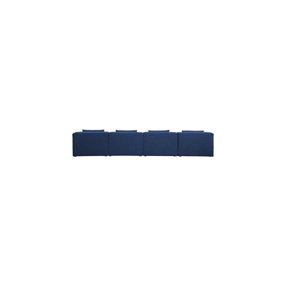 Cube Navy Durable Linen Textured Modular Sofa