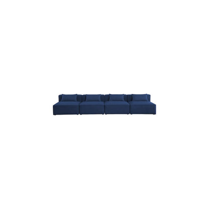 Cube Navy Durable Linen Textured Modular Sofa