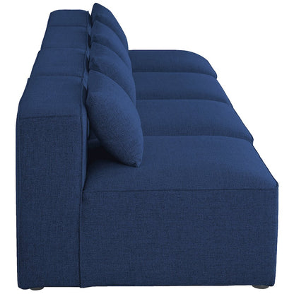 Cube Navy Durable Linen Textured Modular Sofa
