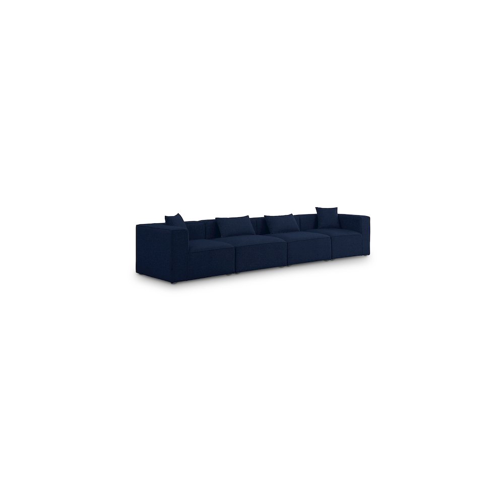 Cube Navy Durable Linen Textured Modular Sofa