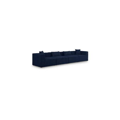 Cube Navy Durable Linen Textured Modular Sofa