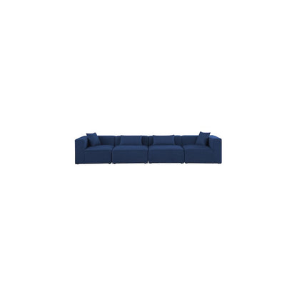 Cube Navy Durable Linen Textured Modular Sofa