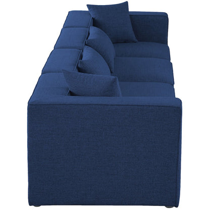 Cube Navy Durable Linen Textured Modular Sofa