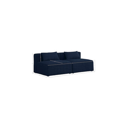 Cube Navy Durable Linen Textured Modular Sofa