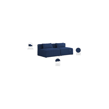 Cube Navy Durable Linen Textured Modular Sofa