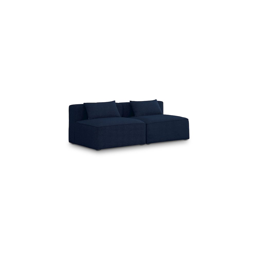 Cube Navy Durable Linen Textured Modular Sofa