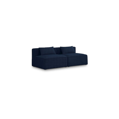 Cube Navy Durable Linen Textured Modular Sofa