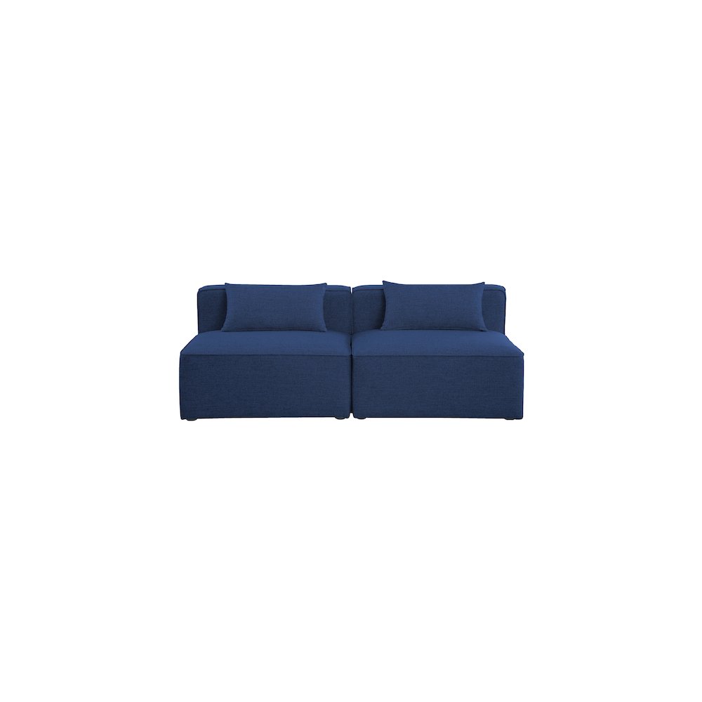 Cube Navy Durable Linen Textured Modular Sofa