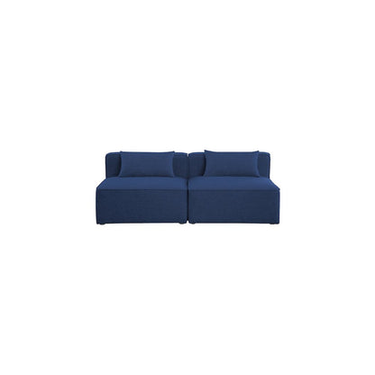 Cube Navy Durable Linen Textured Modular Sofa