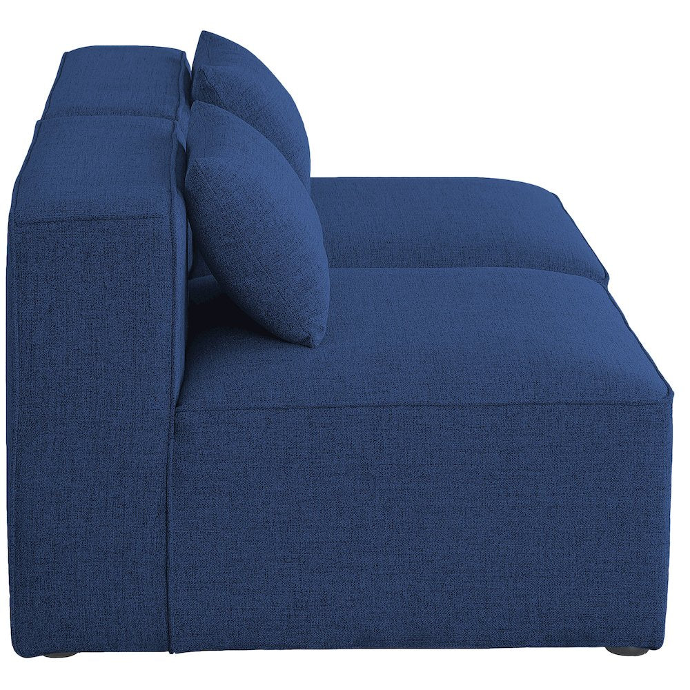 Cube Navy Durable Linen Textured Modular Sofa