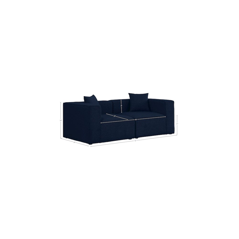 Cube Navy Durable Linen Textured Modular Sofa