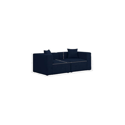 Cube Navy Durable Linen Textured Modular Sofa