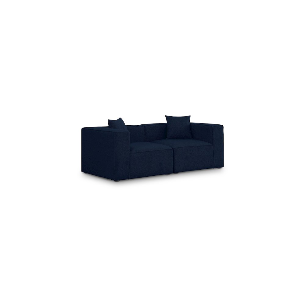 Cube Navy Durable Linen Textured Modular Sofa