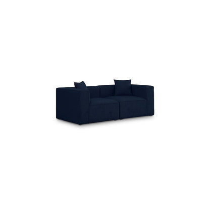 Cube Navy Durable Linen Textured Modular Sofa