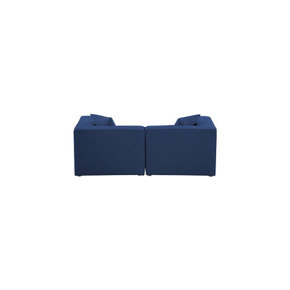 Cube Navy Durable Linen Textured Modular Sofa