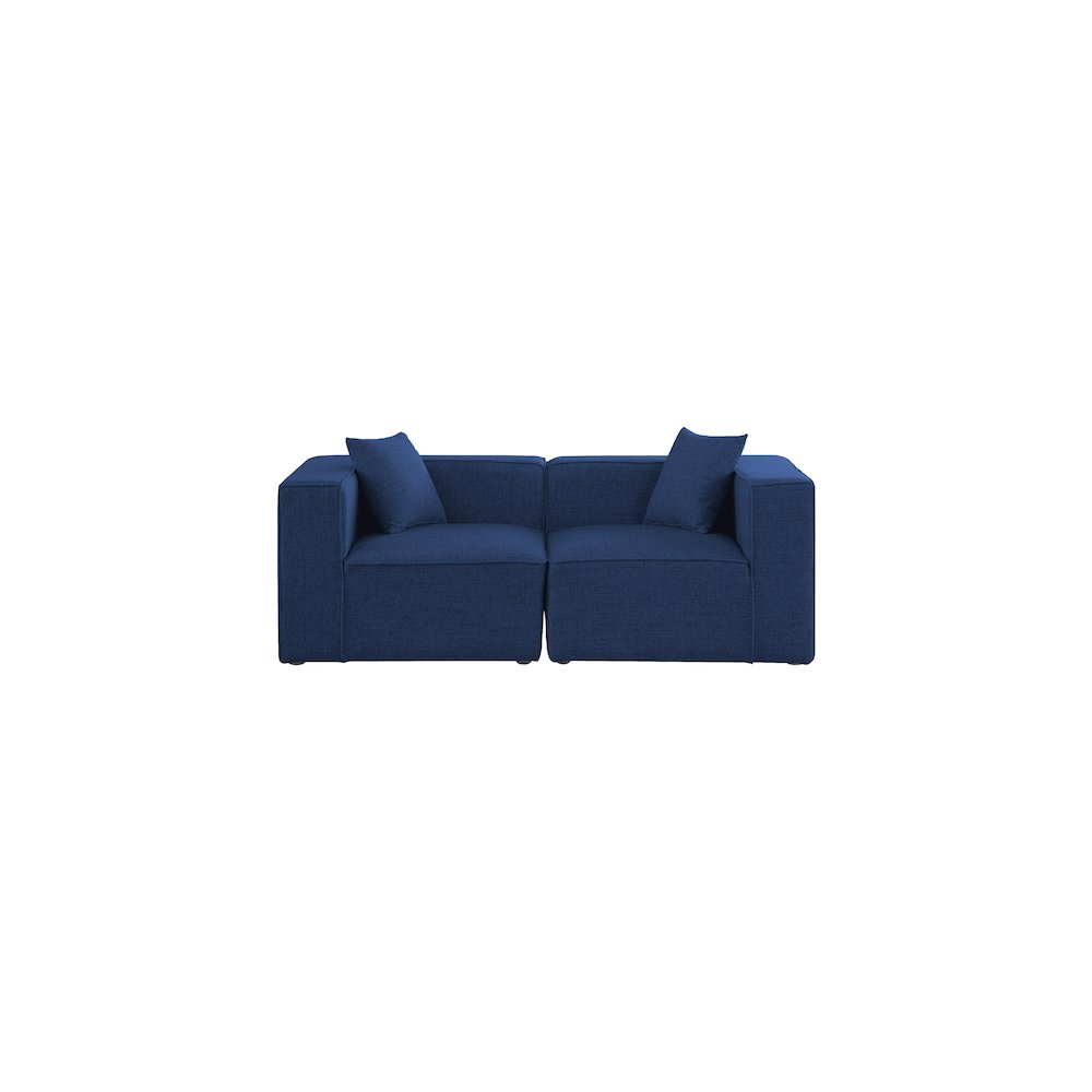 Cube Navy Durable Linen Textured Modular Sofa