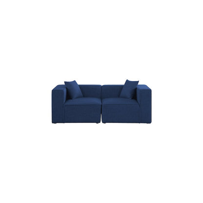 Cube Navy Durable Linen Textured Modular Sofa