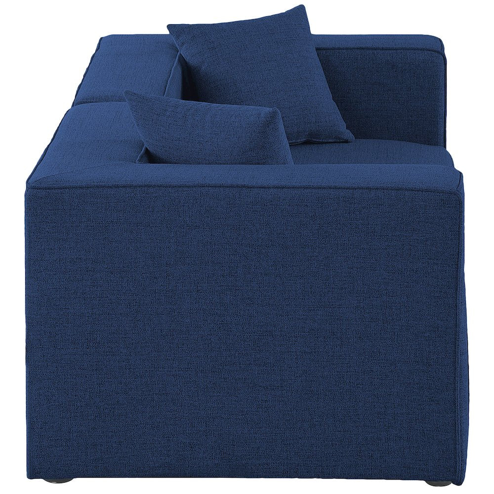 Cube Navy Durable Linen Textured Modular Sofa