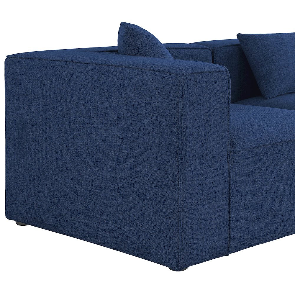 Cube Navy Durable Linen Textured Modular Sofa