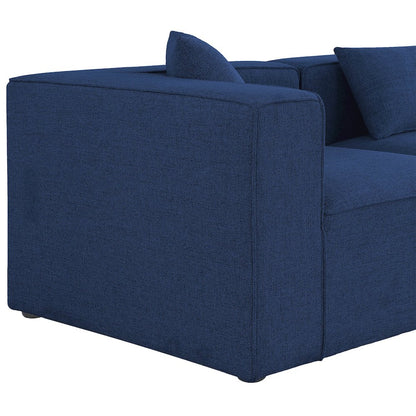 Cube Navy Durable Linen Textured Modular Sofa