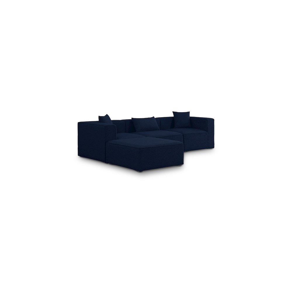 Cube Navy Durable Linen Textured Modular Sectional