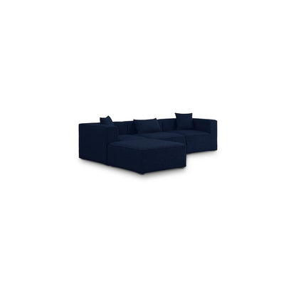 Cube Navy Durable Linen Textured Modular Sectional