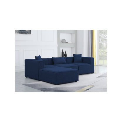 Cube Navy Durable Linen Textured Modular Sectional