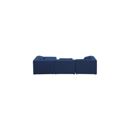 Cube Navy Durable Linen Textured Modular Sectional