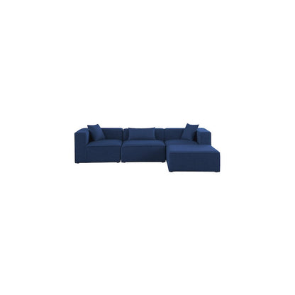 Cube Navy Durable Linen Textured Modular Sectional