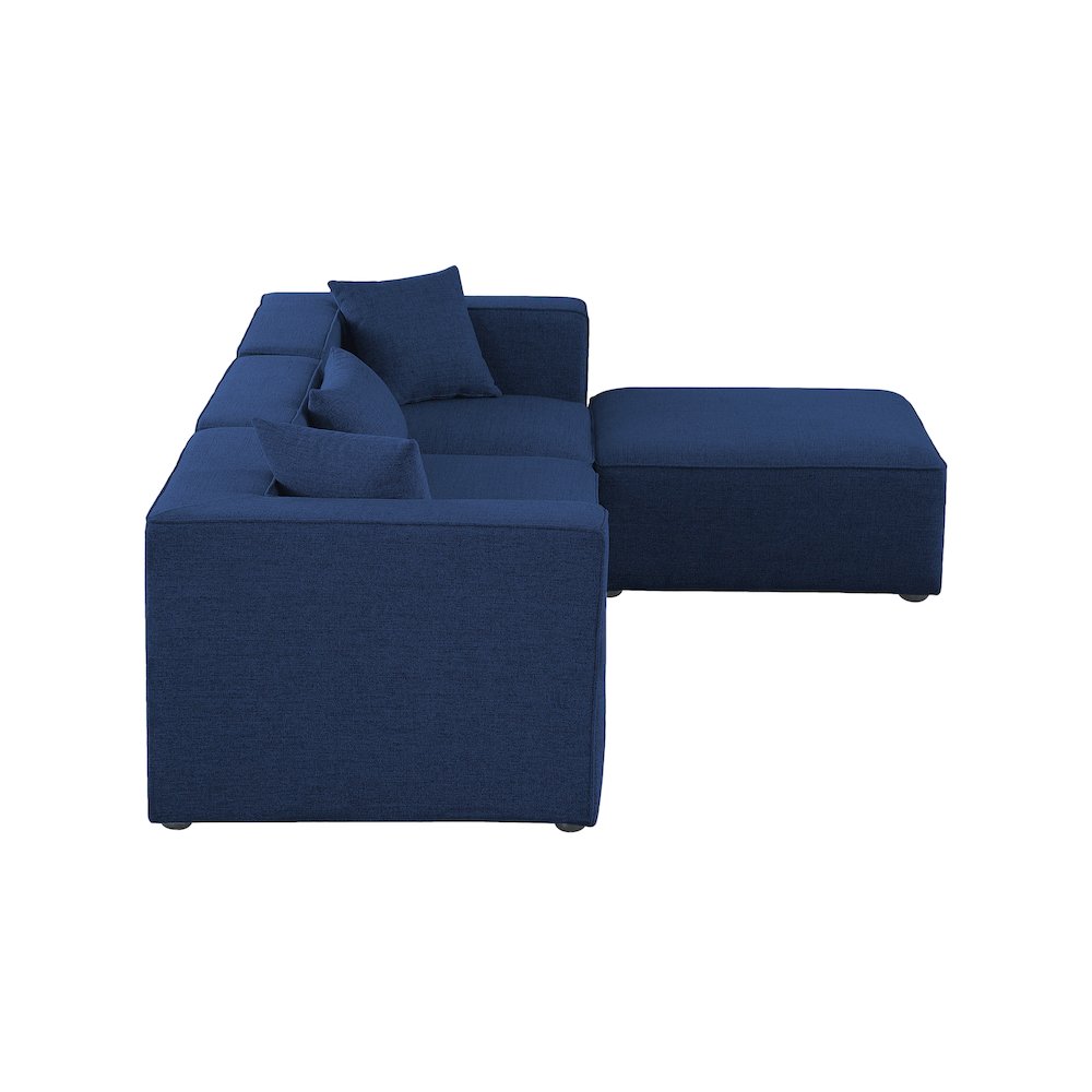 Cube Navy Durable Linen Textured Modular Sectional