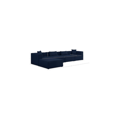 Cube Navy Durable Linen Textured Modular Sectional