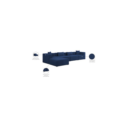 Cube Navy Durable Linen Textured Modular Sectional