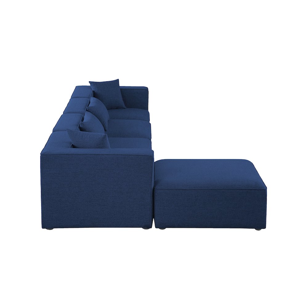 Cube Navy Durable Linen Textured Modular Sectional