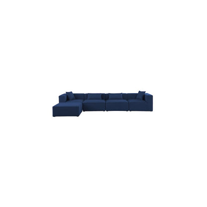 Cube Navy Durable Linen Textured Modular Sectional
