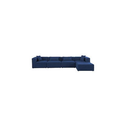 Cube Navy Durable Linen Textured Modular Sectional