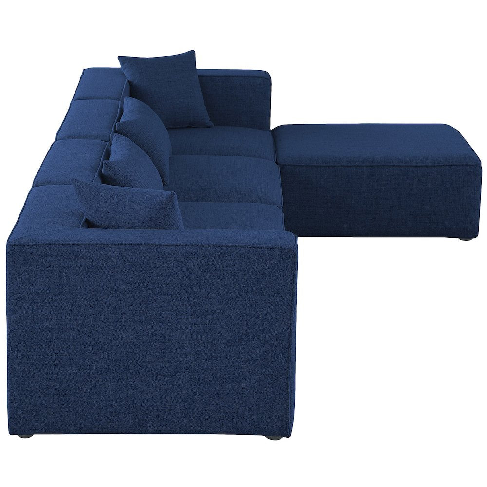 Cube Navy Durable Linen Textured Modular Sectional