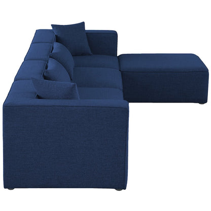 Cube Navy Durable Linen Textured Modular Sectional