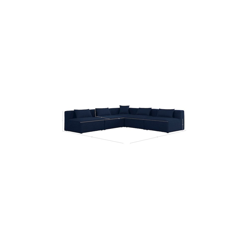Cube Navy Durable Linen Textured Modular Sectional