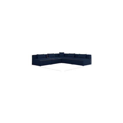 Cube Navy Durable Linen Textured Modular Sectional