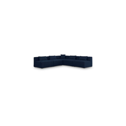 Cube Navy Durable Linen Textured Modular Sectional