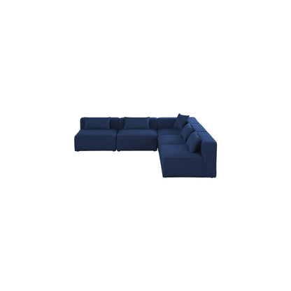 Cube Navy Durable Linen Textured Modular Sectional