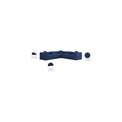 Cube Navy Durable Linen Textured Modular Sectional