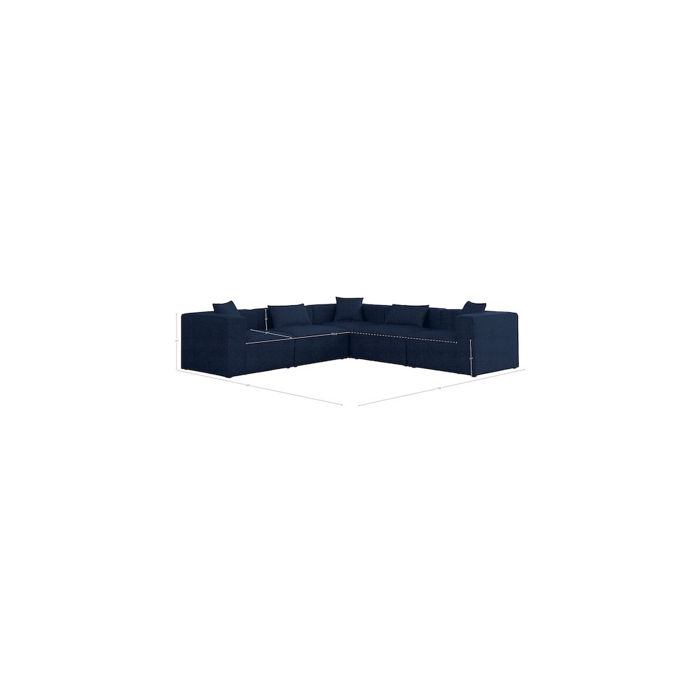 Cube Navy Durable Linen Textured Modular Sectional