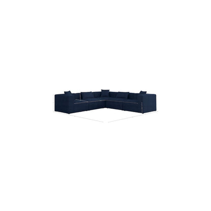 Cube Navy Durable Linen Textured Modular Sectional