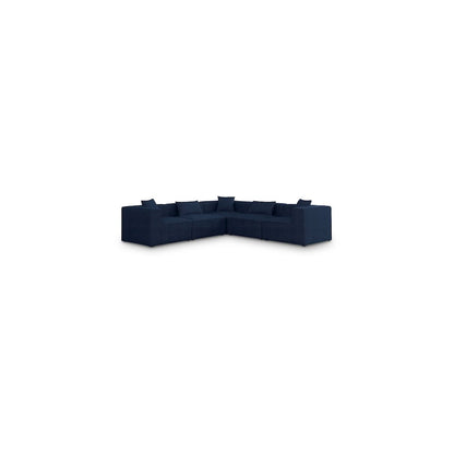 Cube Navy Durable Linen Textured Modular Sectional